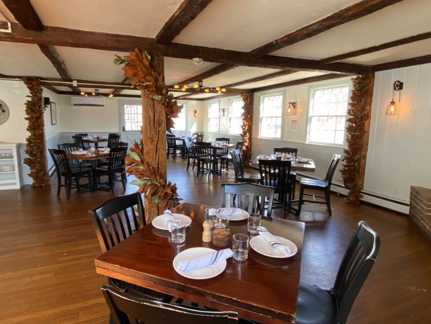 a room with tables and chairs