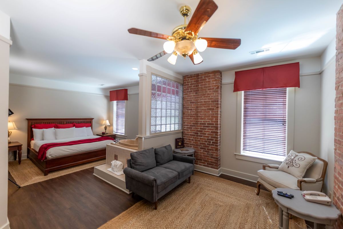 a room with a bed and a couch