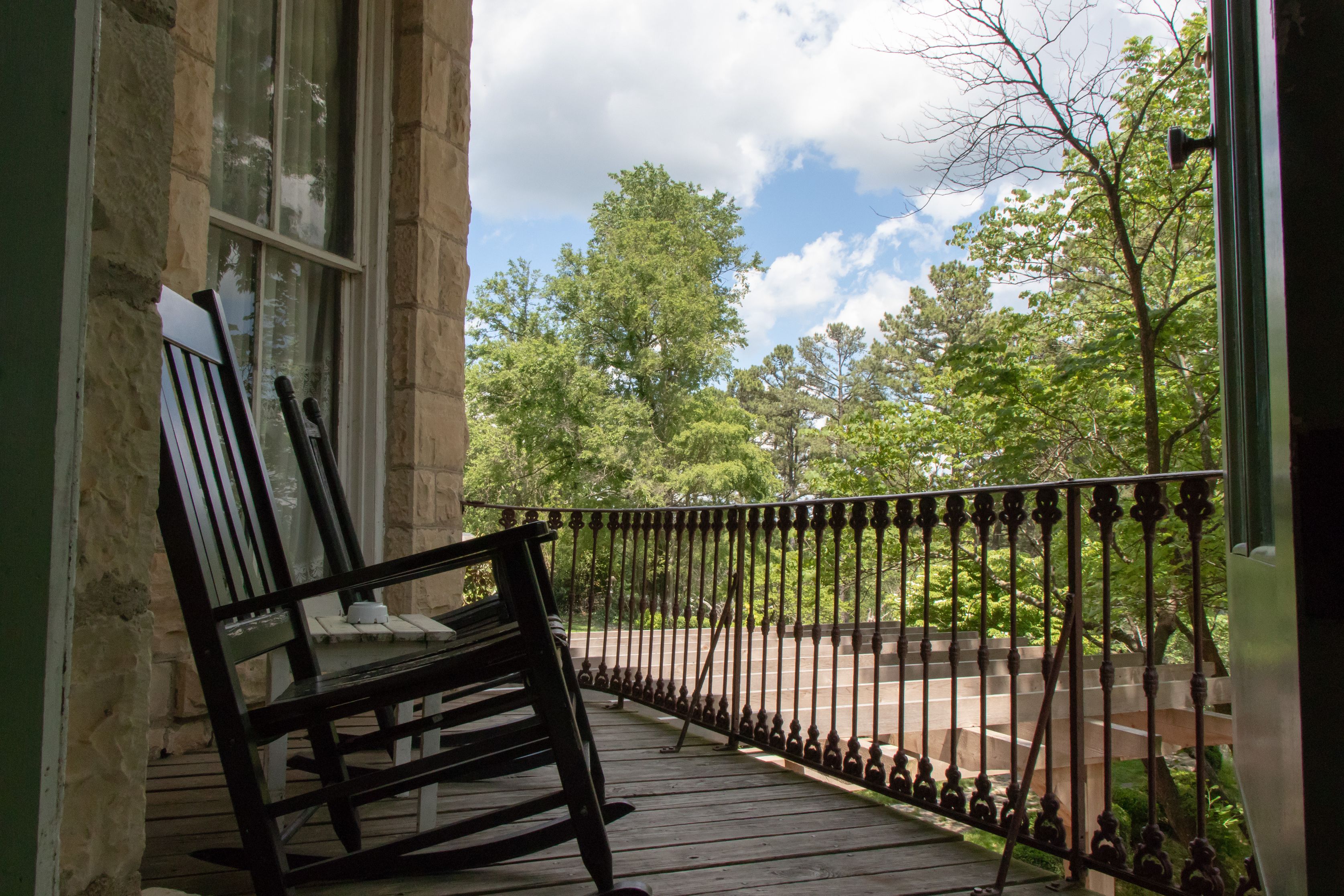 a rocking chairs on a porch