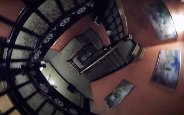 a spiral staircase in a house