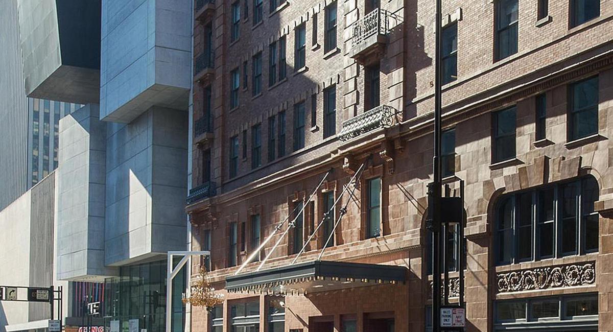 a building with a large window