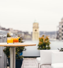 a table with drinks on it