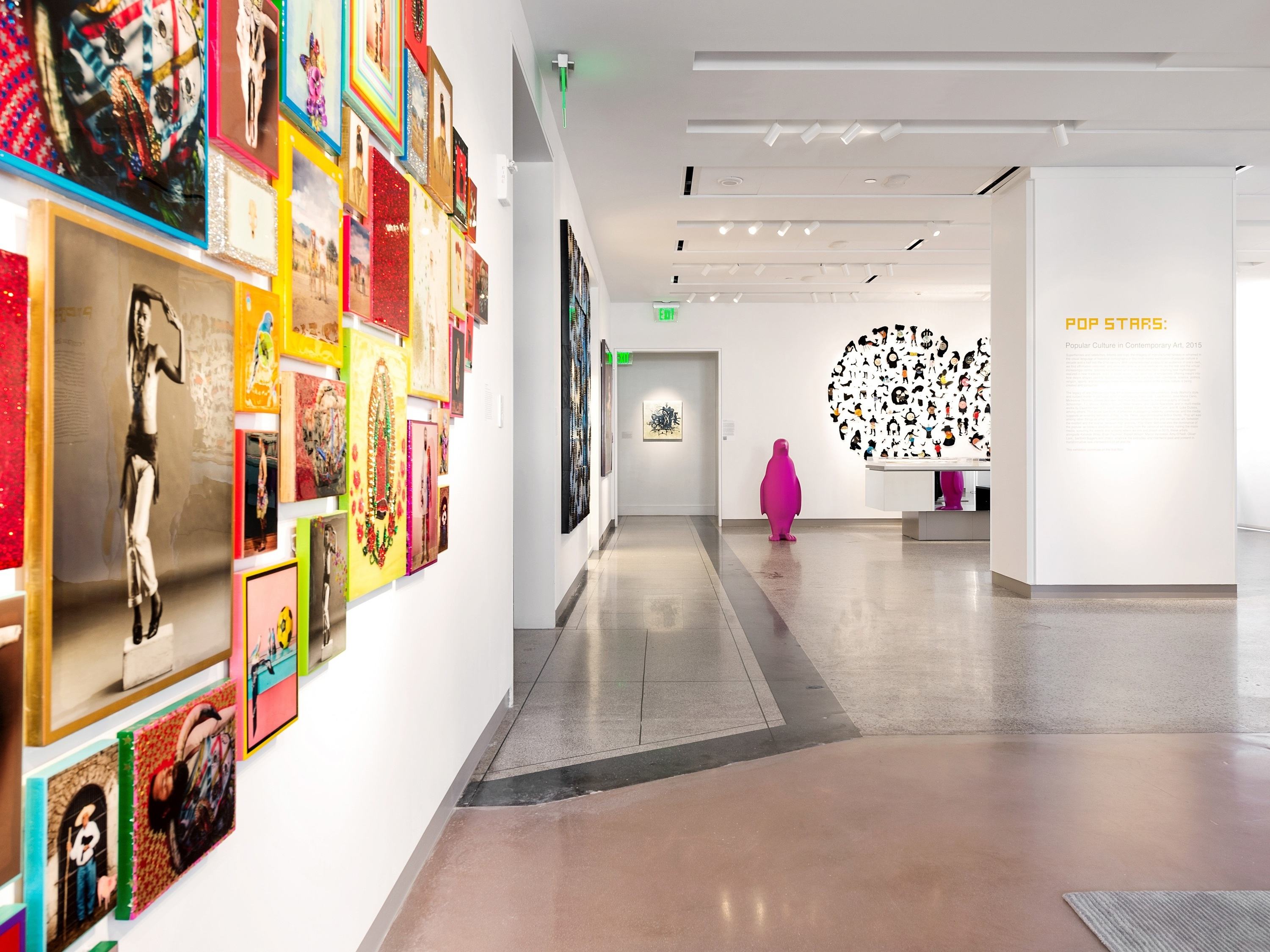 a room with art on the wall