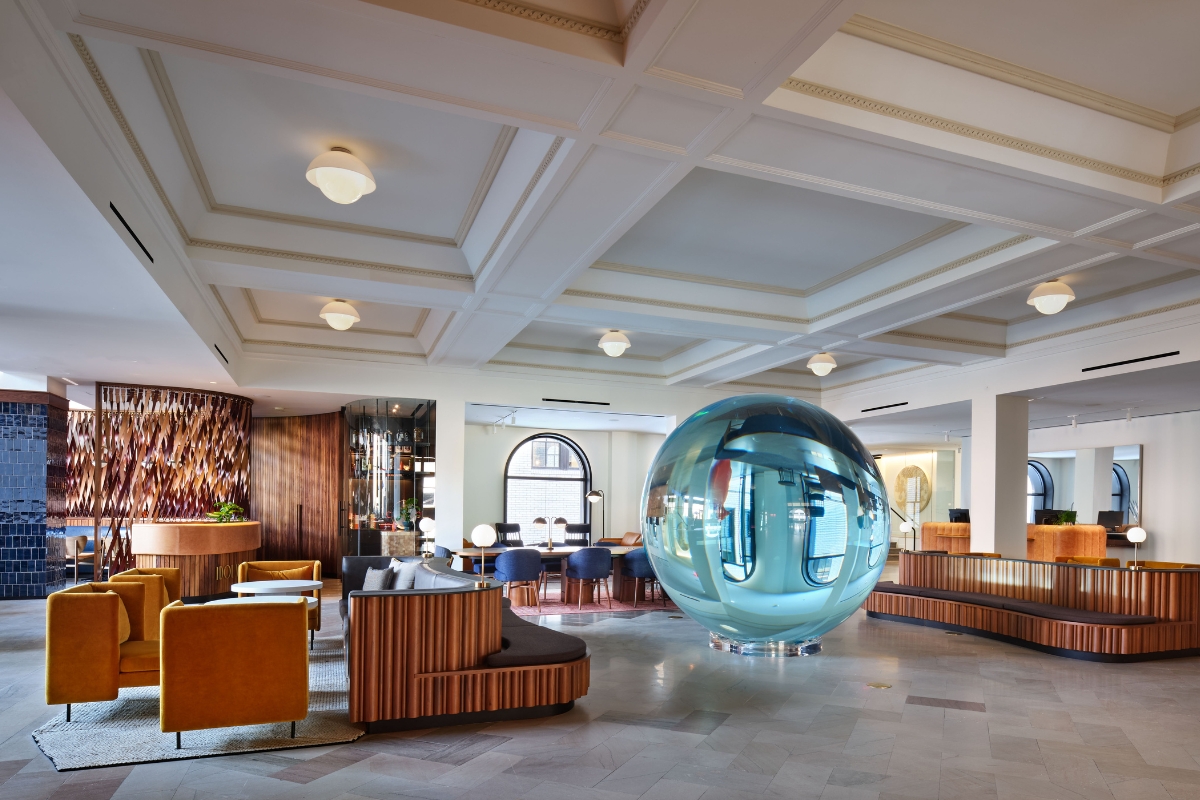 a large glass ball in a room