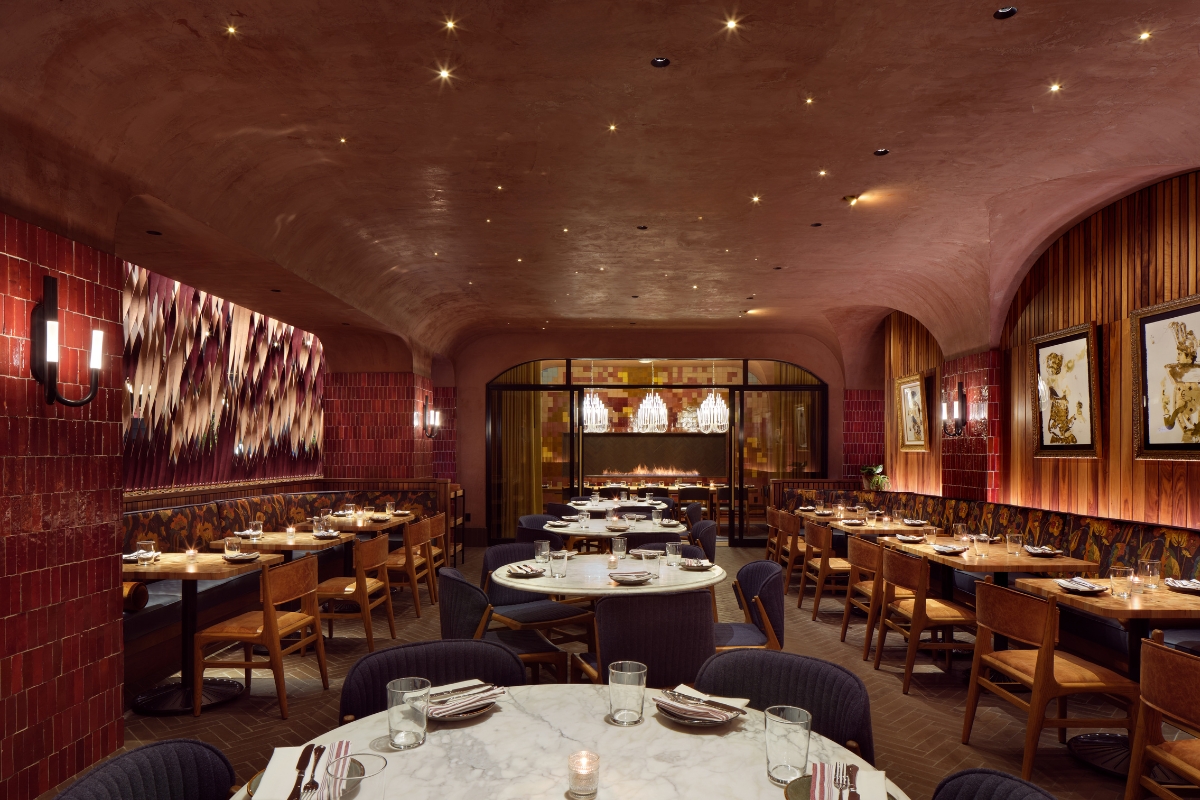 a restaurant with tables and chairs