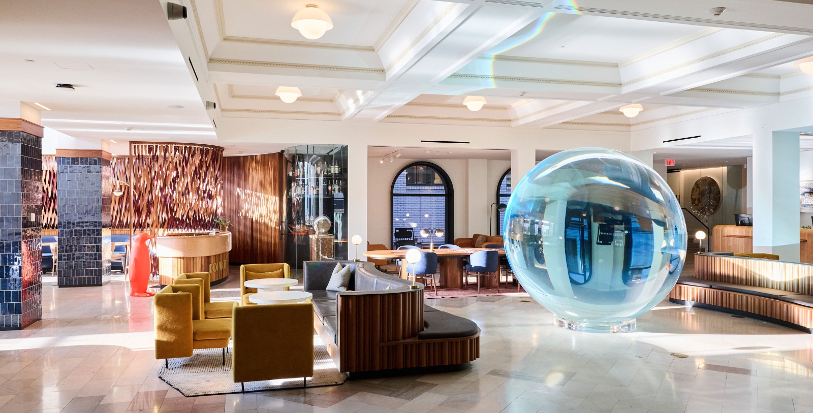 a large glass ball in a room