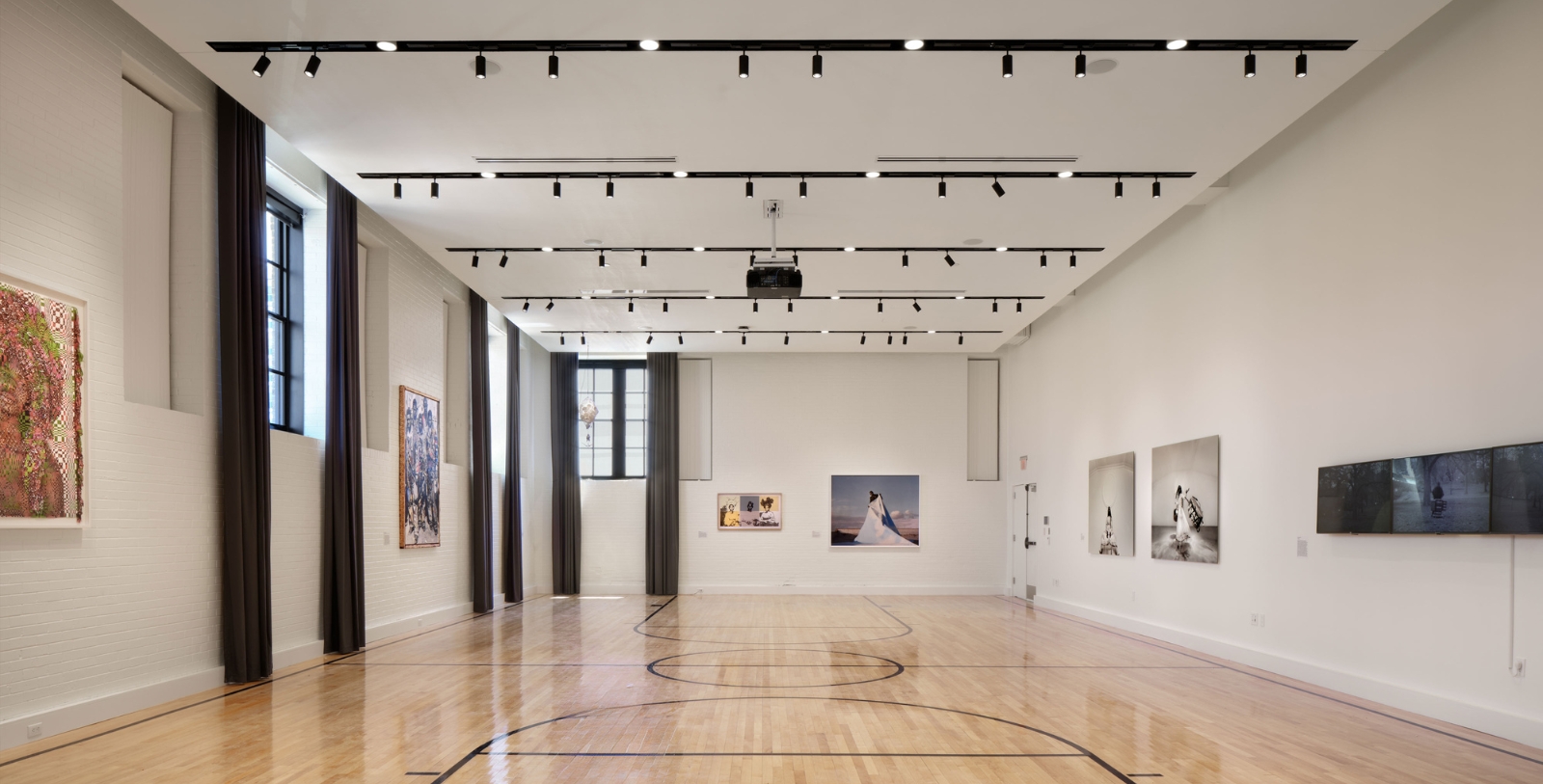 a basketball court in a room