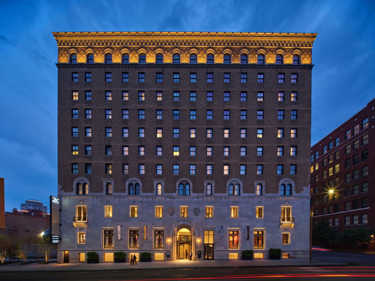 a building with lights on