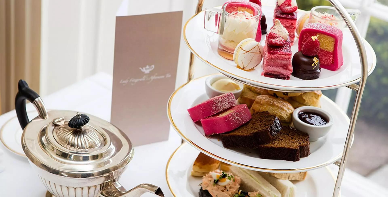 a tray of desserts on a table