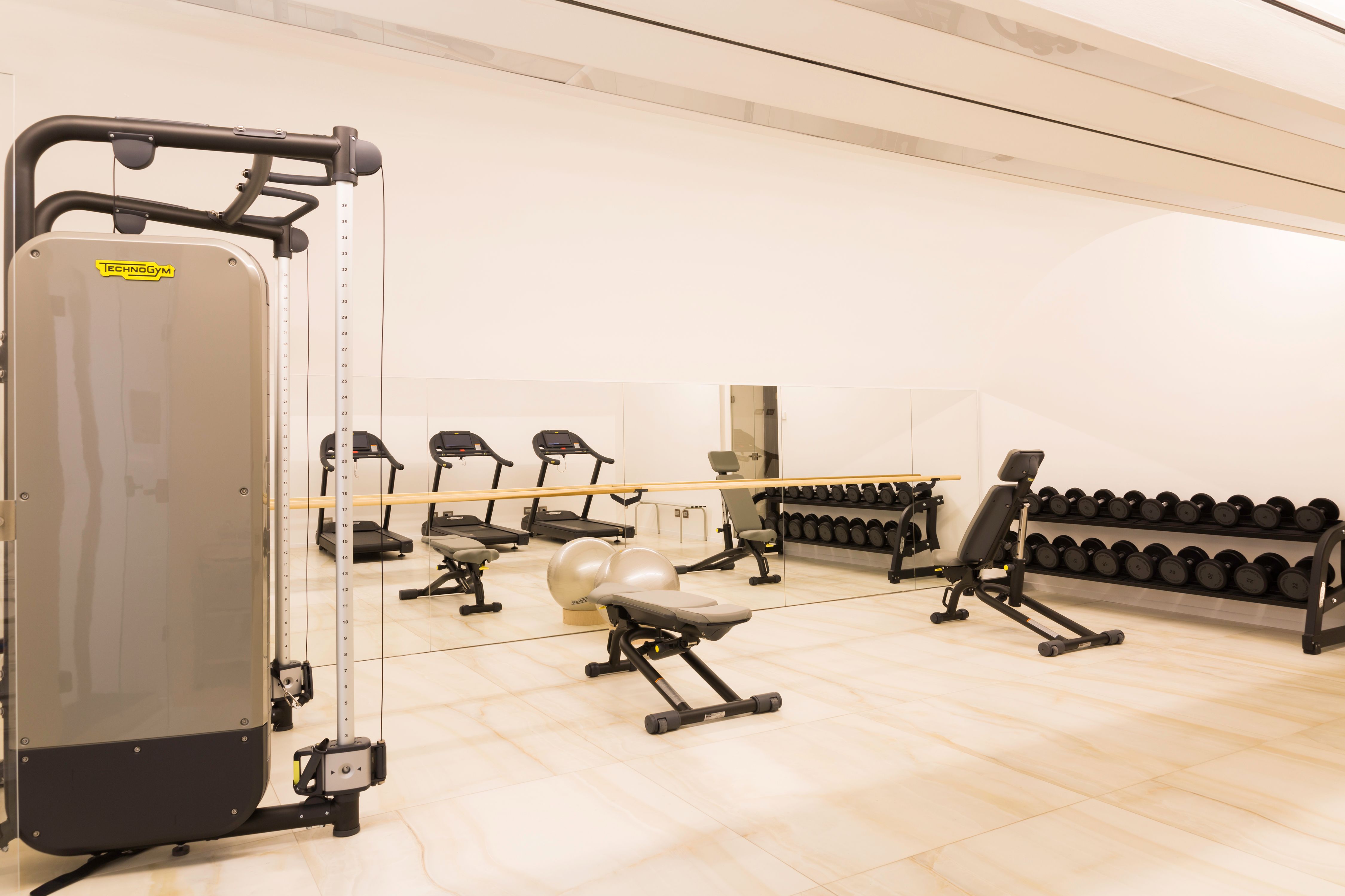 a gym with exercise equipment