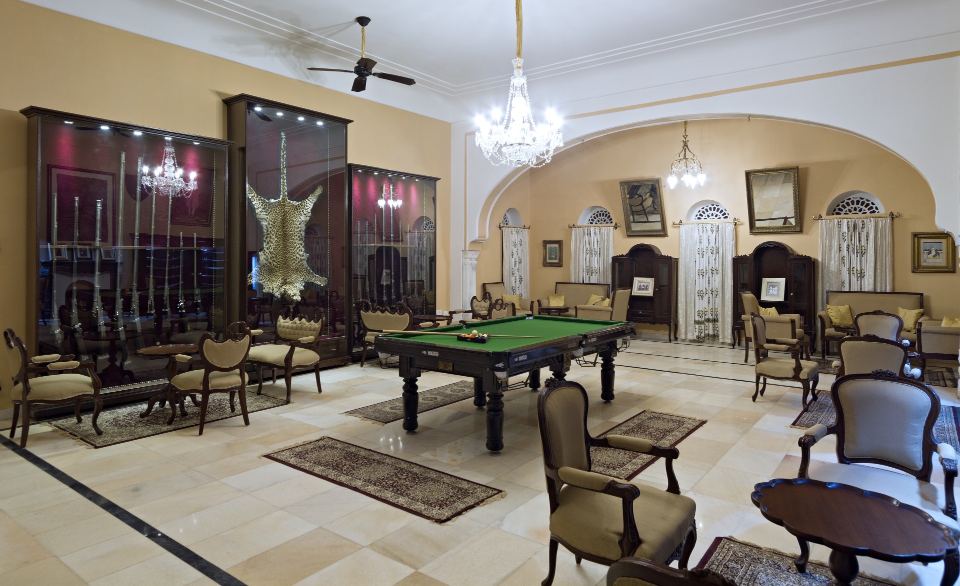 a pool table in a room
