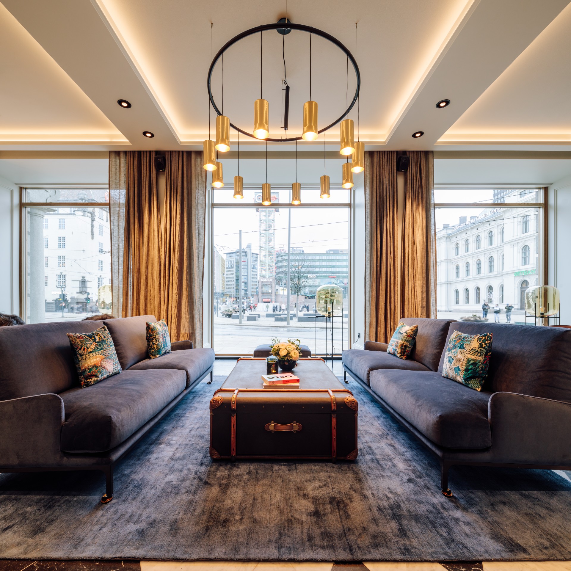 a room with couches and a coffee table