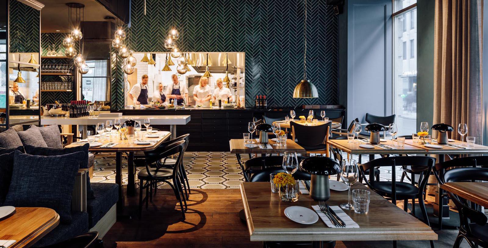 a restaurant with tables and chairs