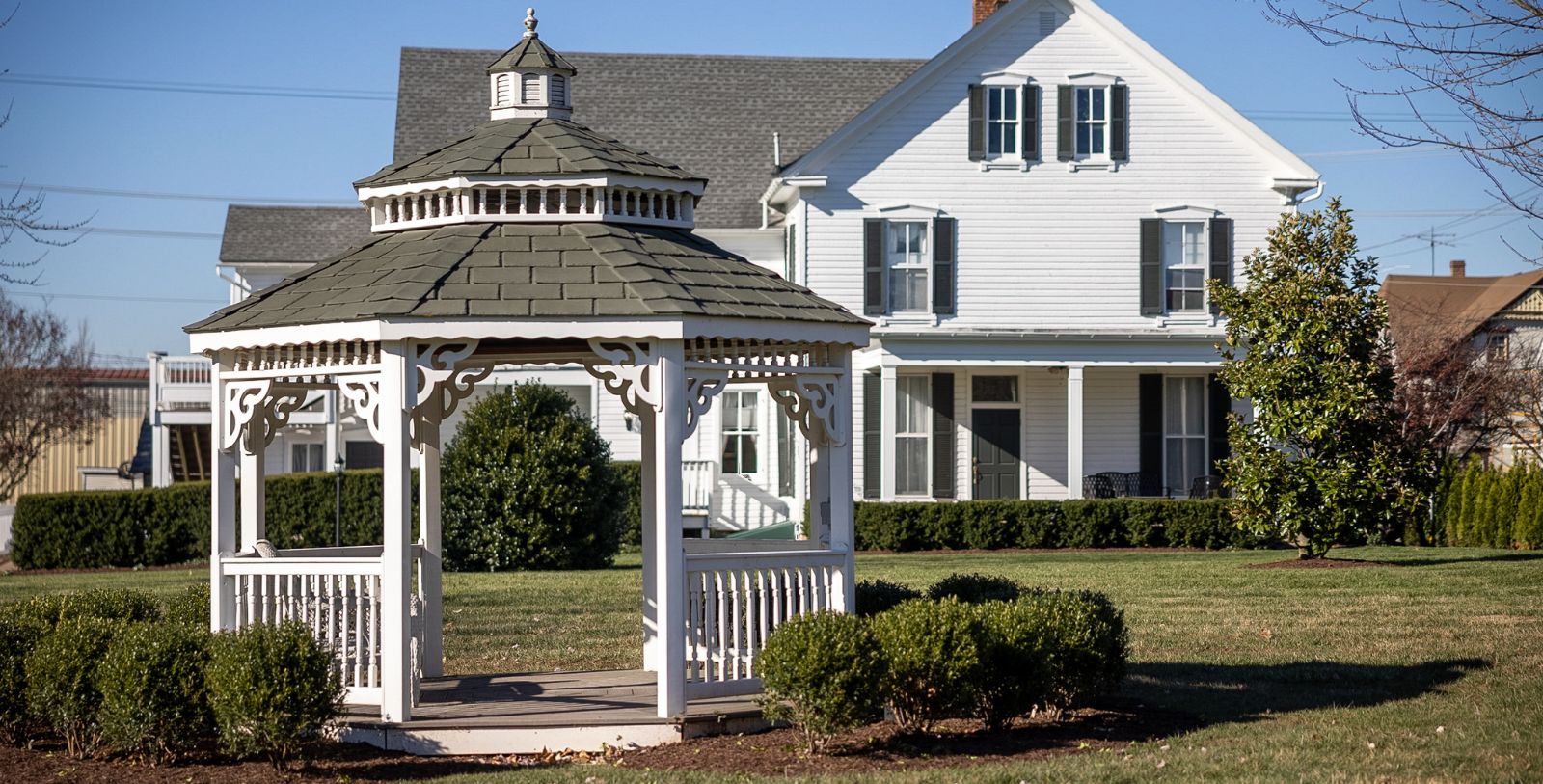 a gazebo in a yard