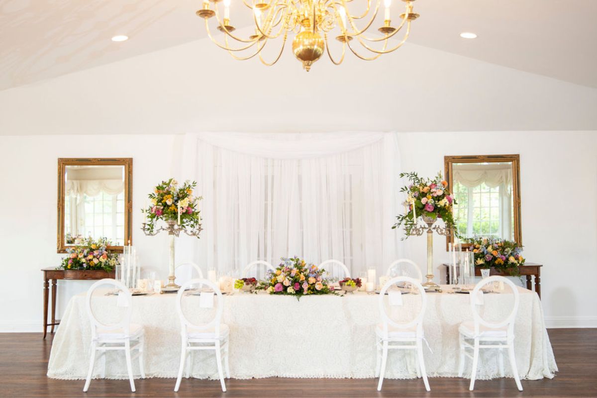 a table set for a wedding dinner