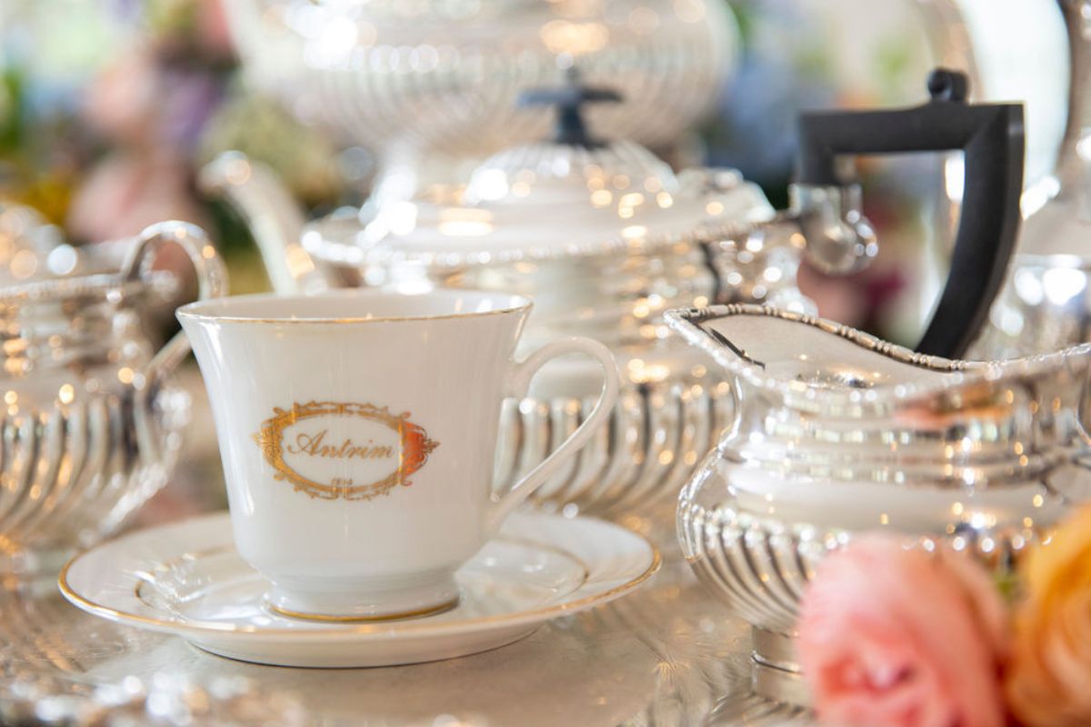 a teacup and saucer on a table