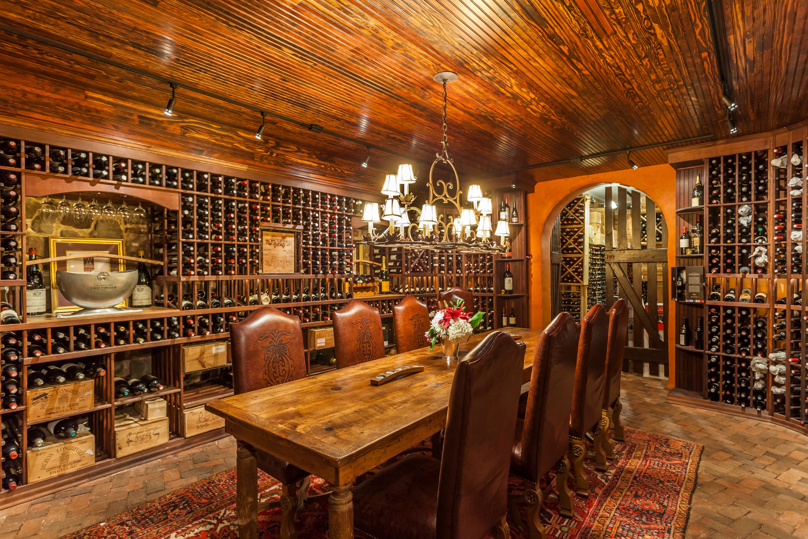 a room with a table and chairs