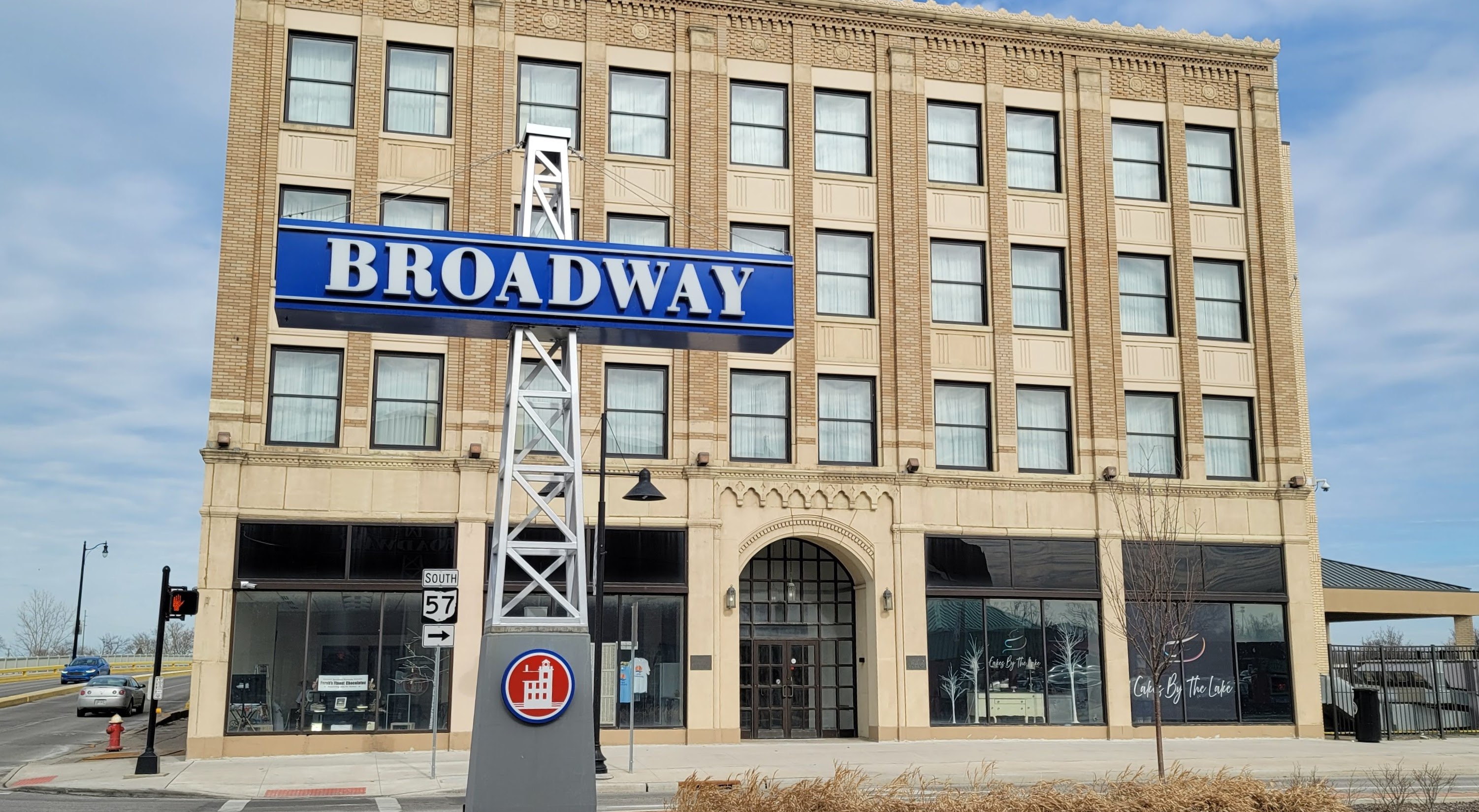 a building with a sign