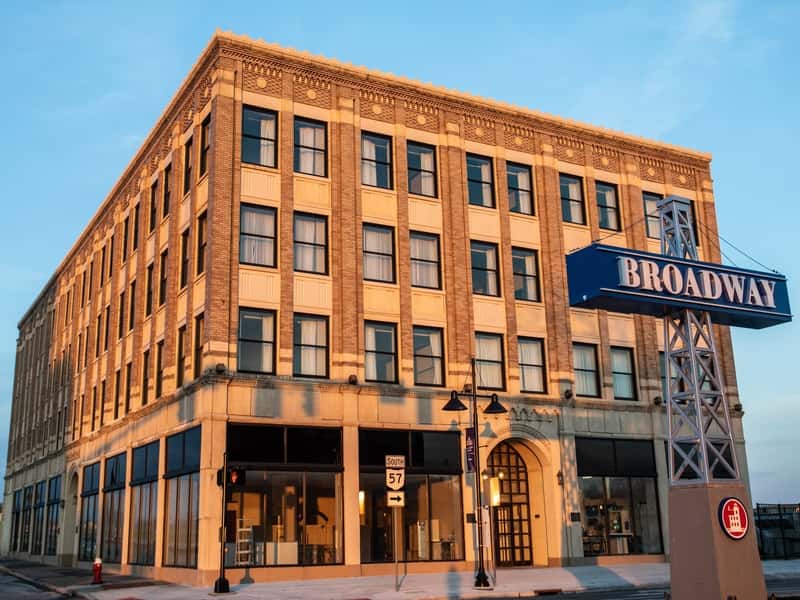 a building with a sign on the front