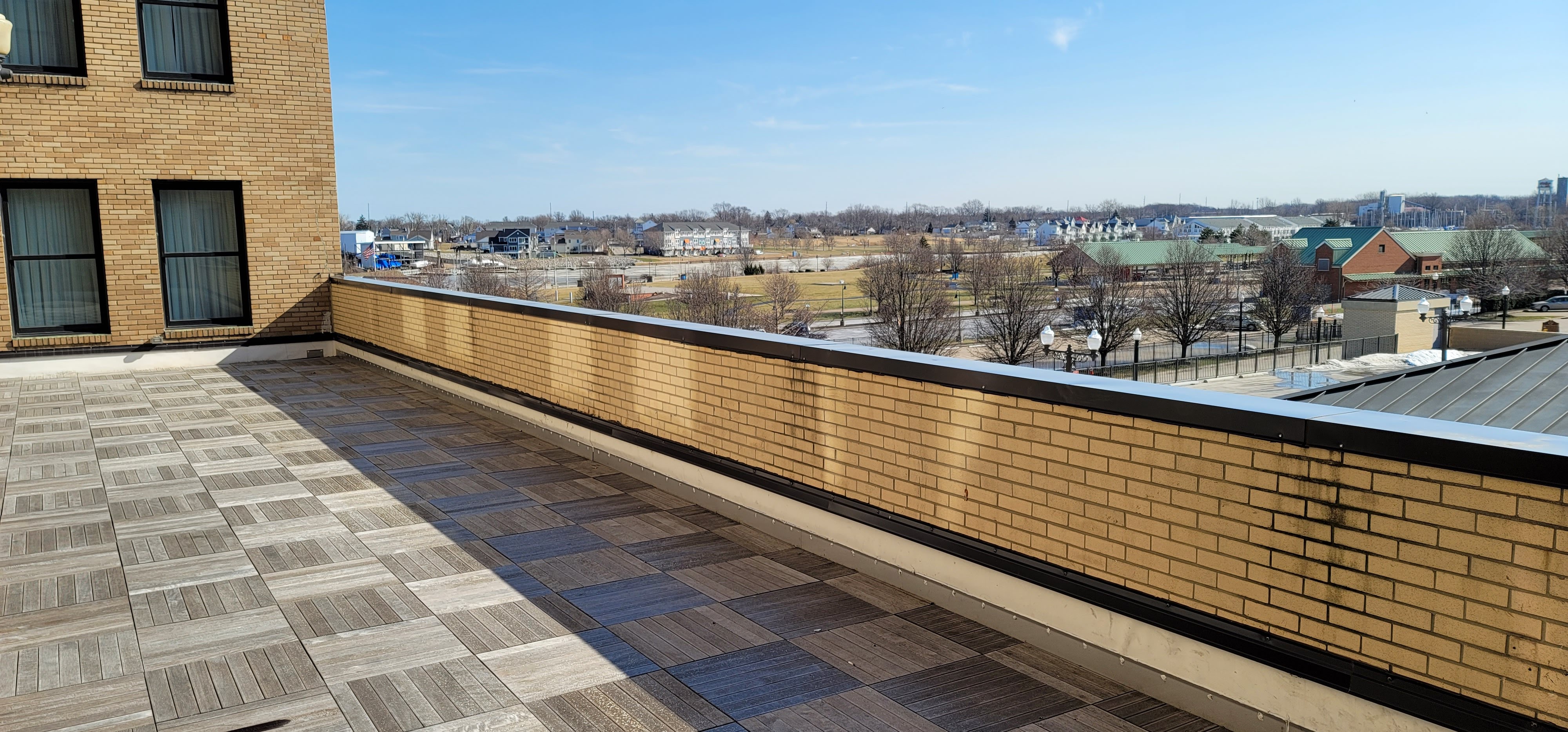 a brick wall on a roof
