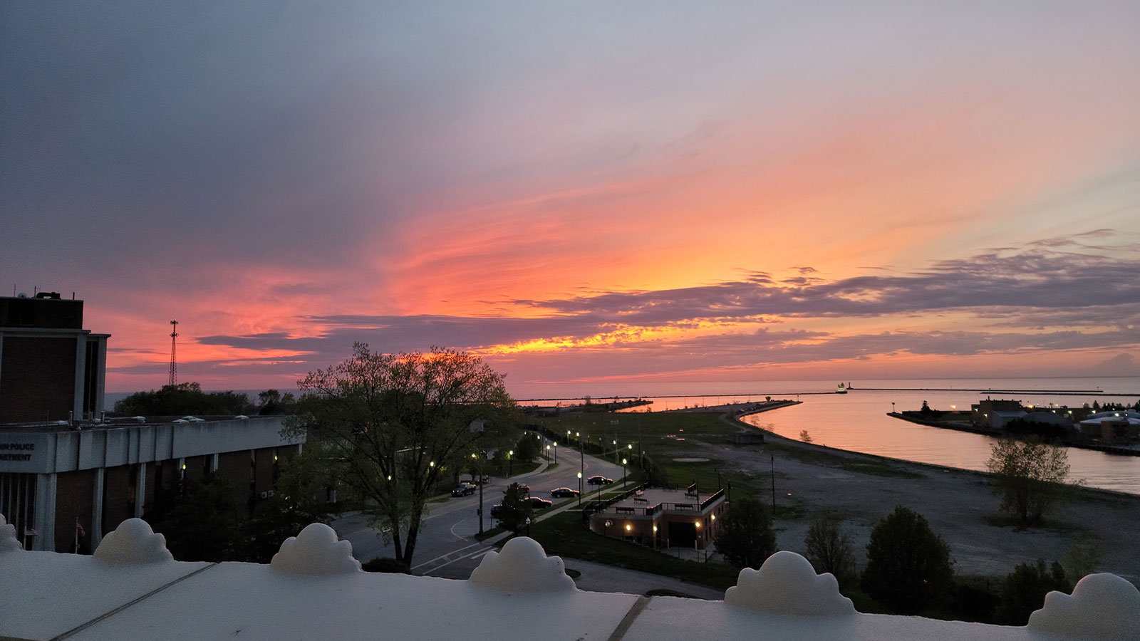 a sunset over a body of water