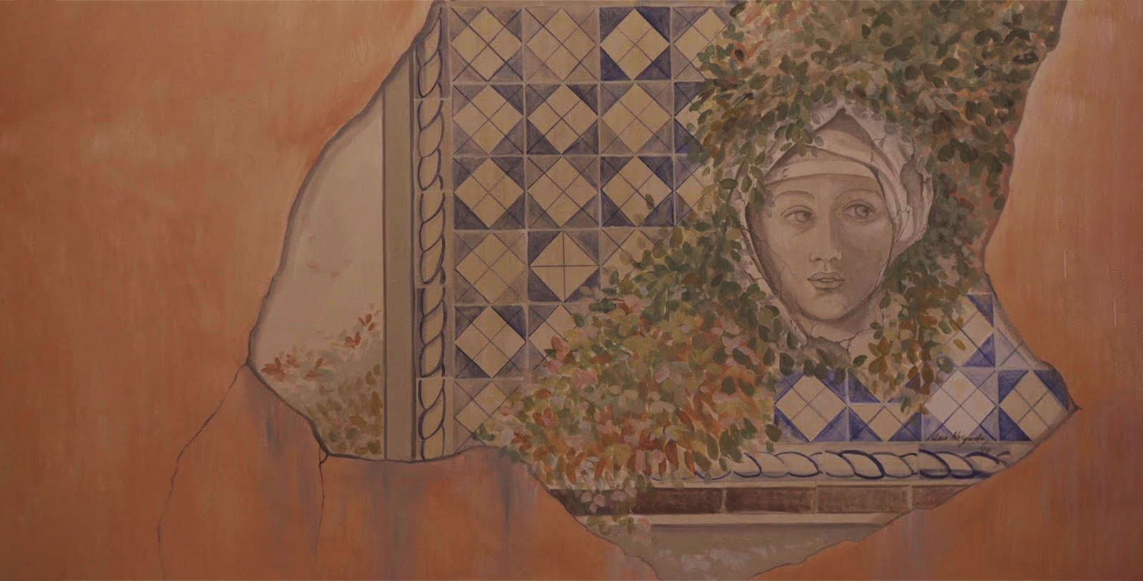 a painting of a woman's face