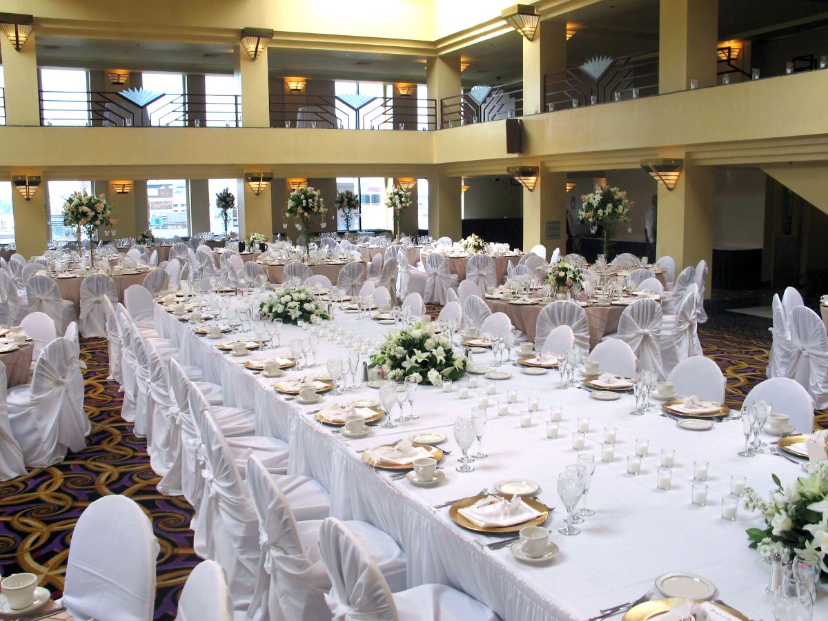 a long table set for a wedding