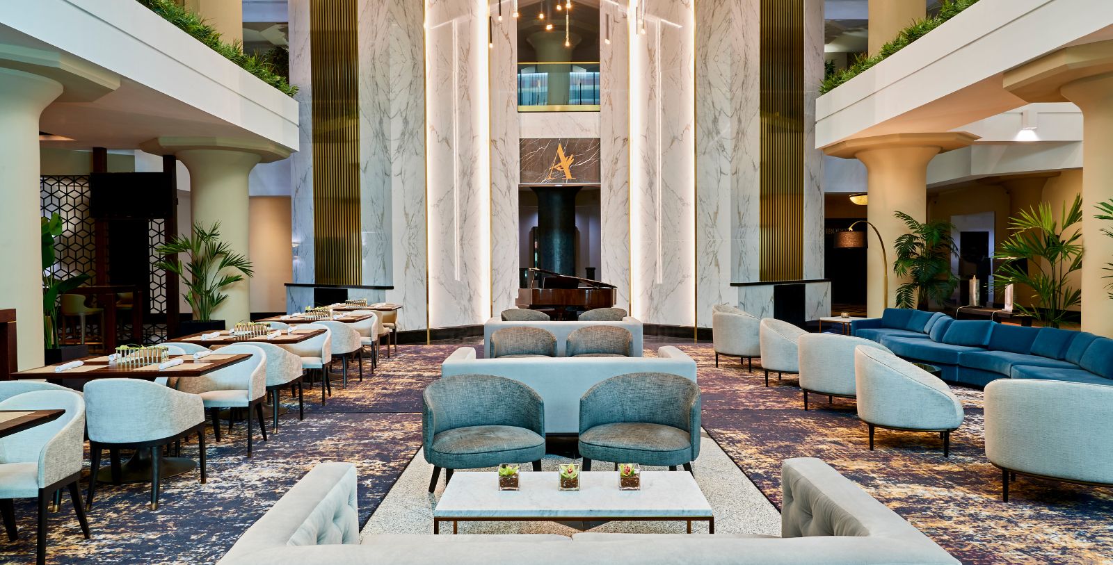 a room with chairs and tables