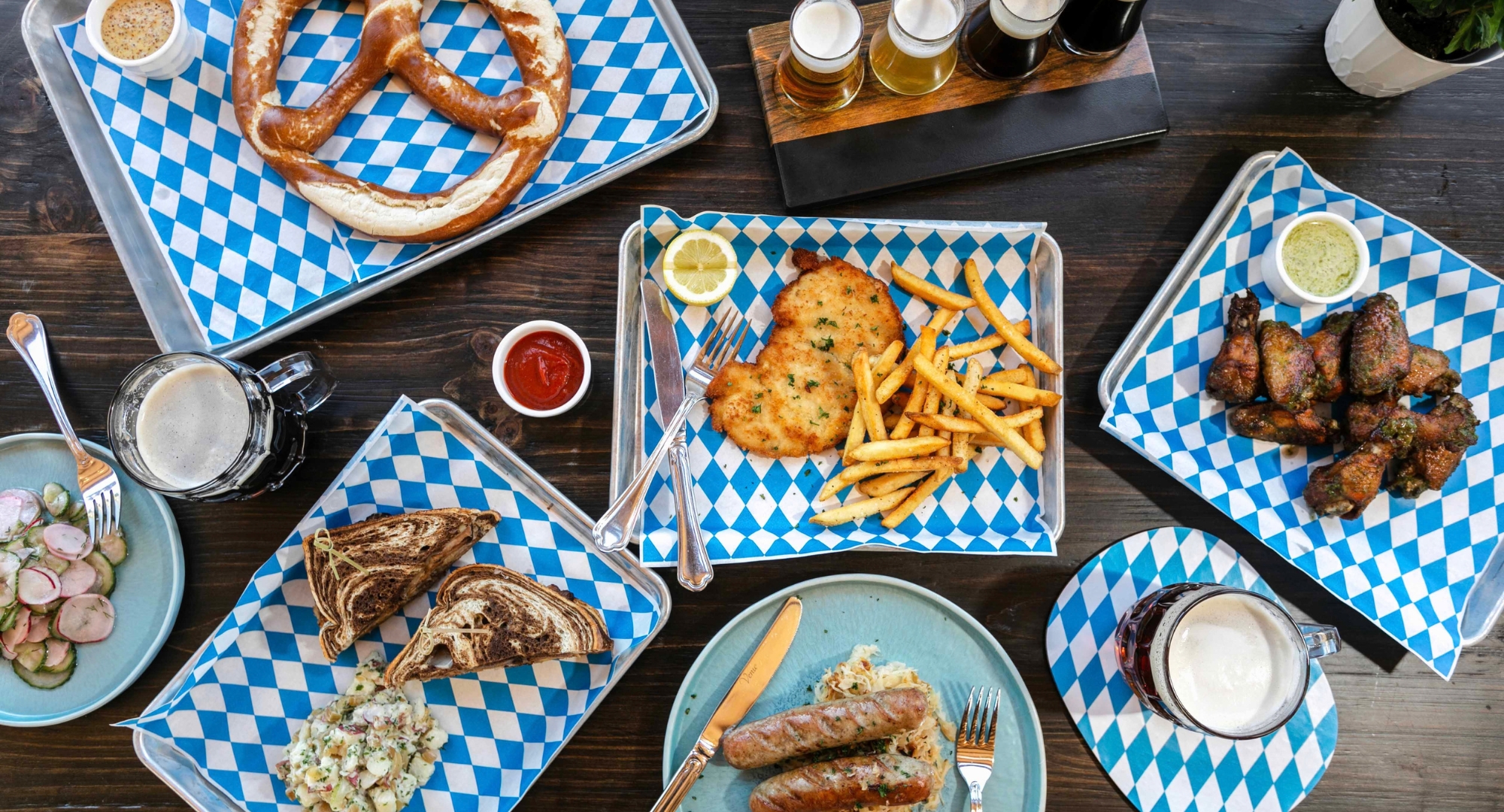 a trays of food on a table