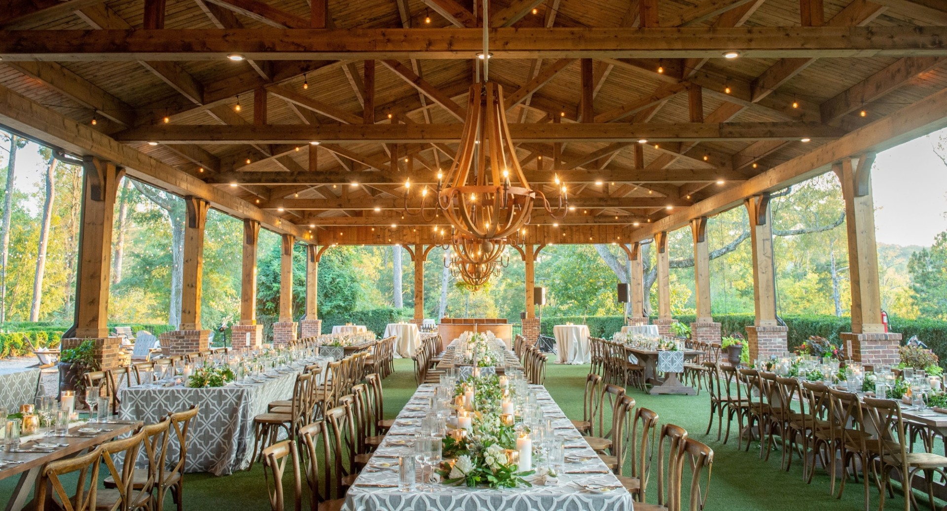 a long table set for a wedding reception