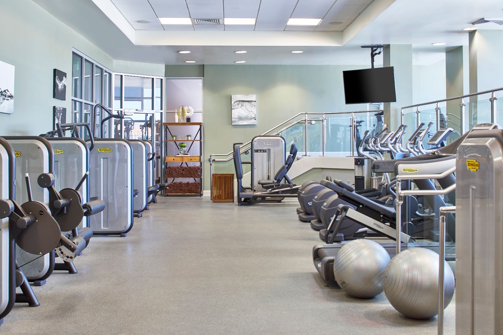 a gym with exercise equipment