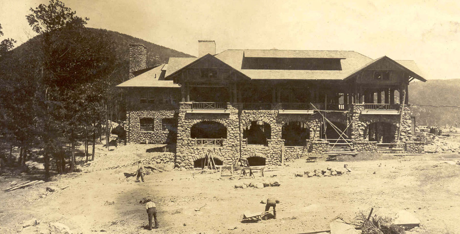 a building under construction with people working on it
