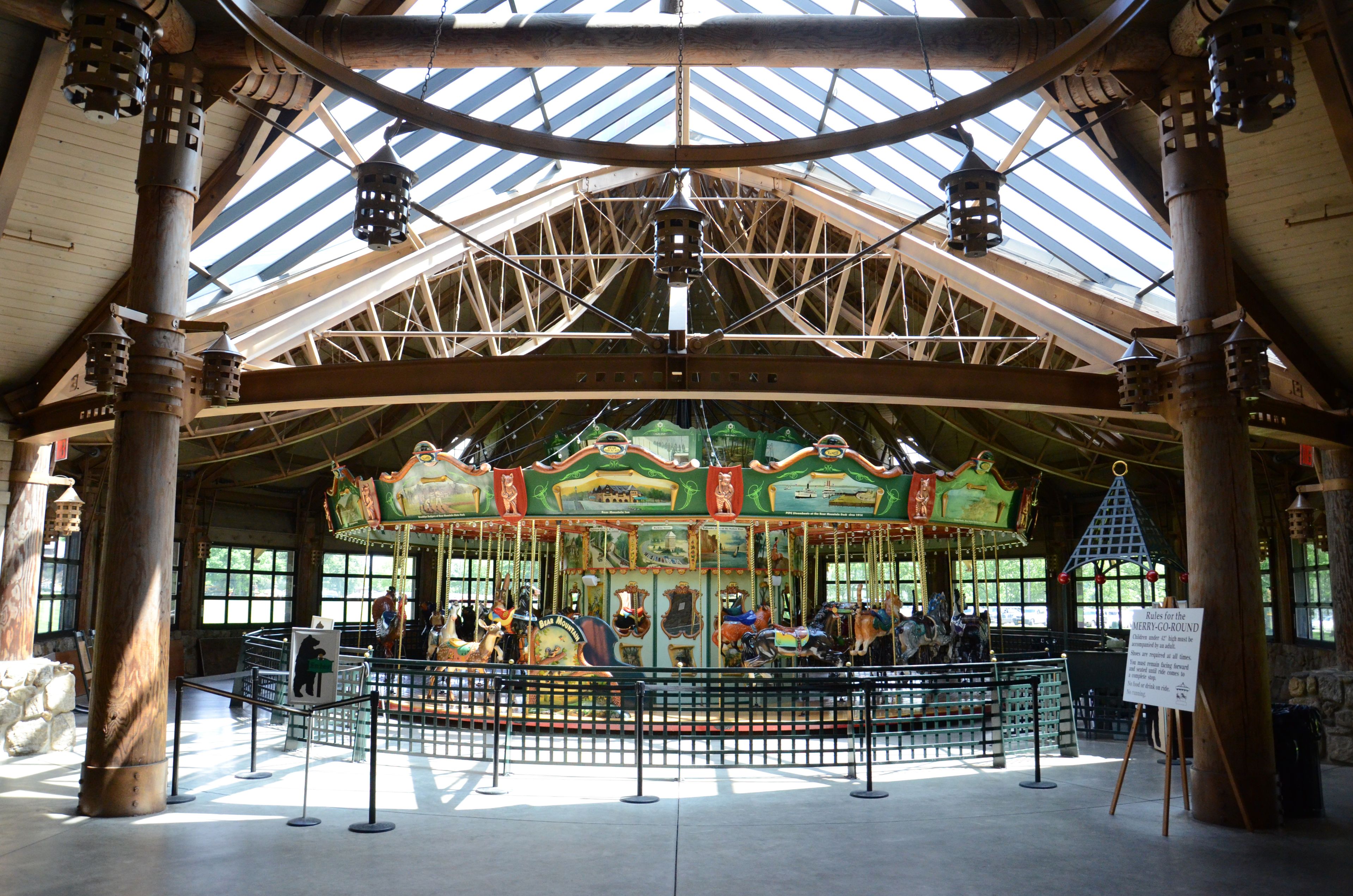 a carousel inside a building