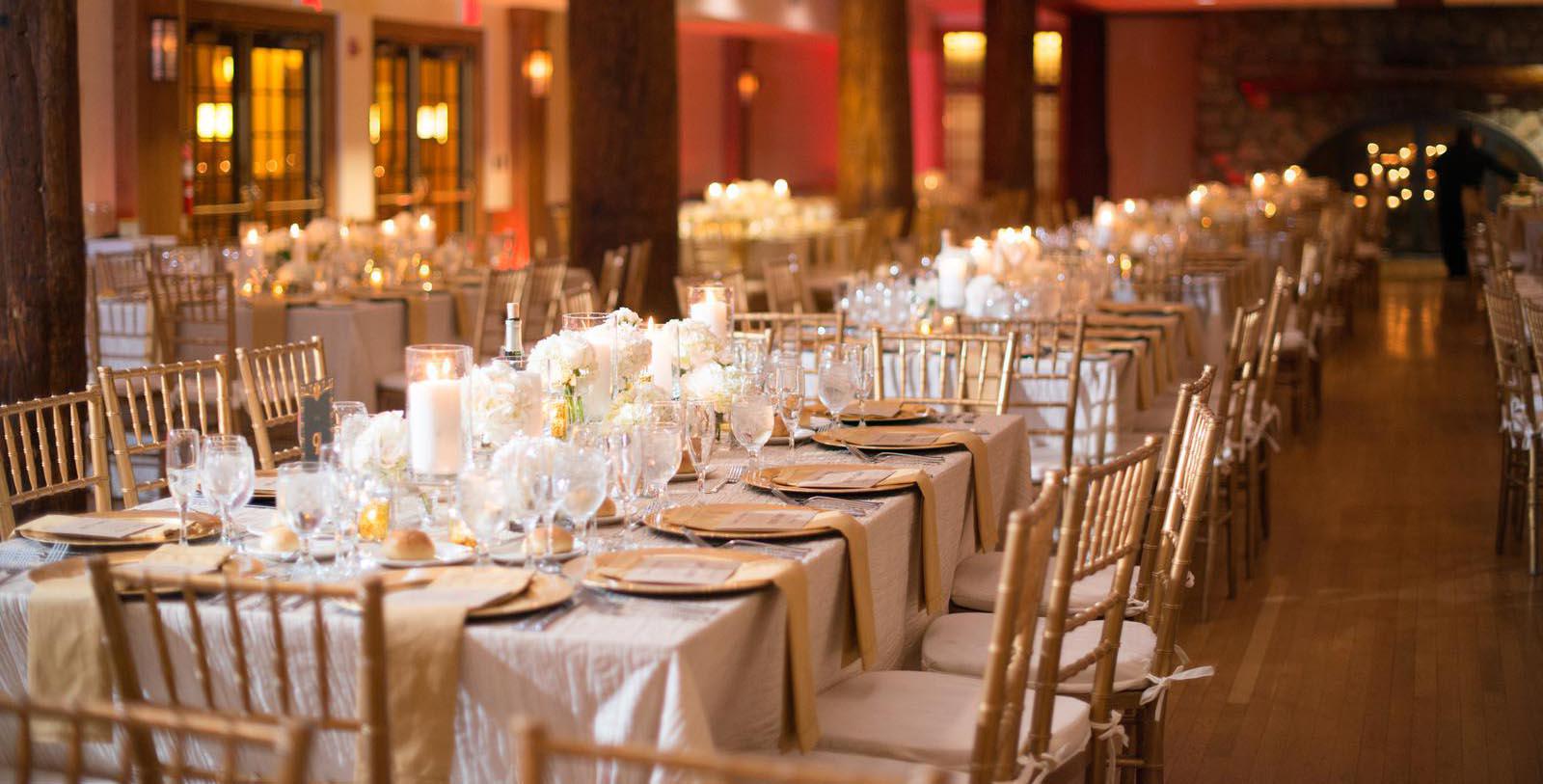 a long table set for a party