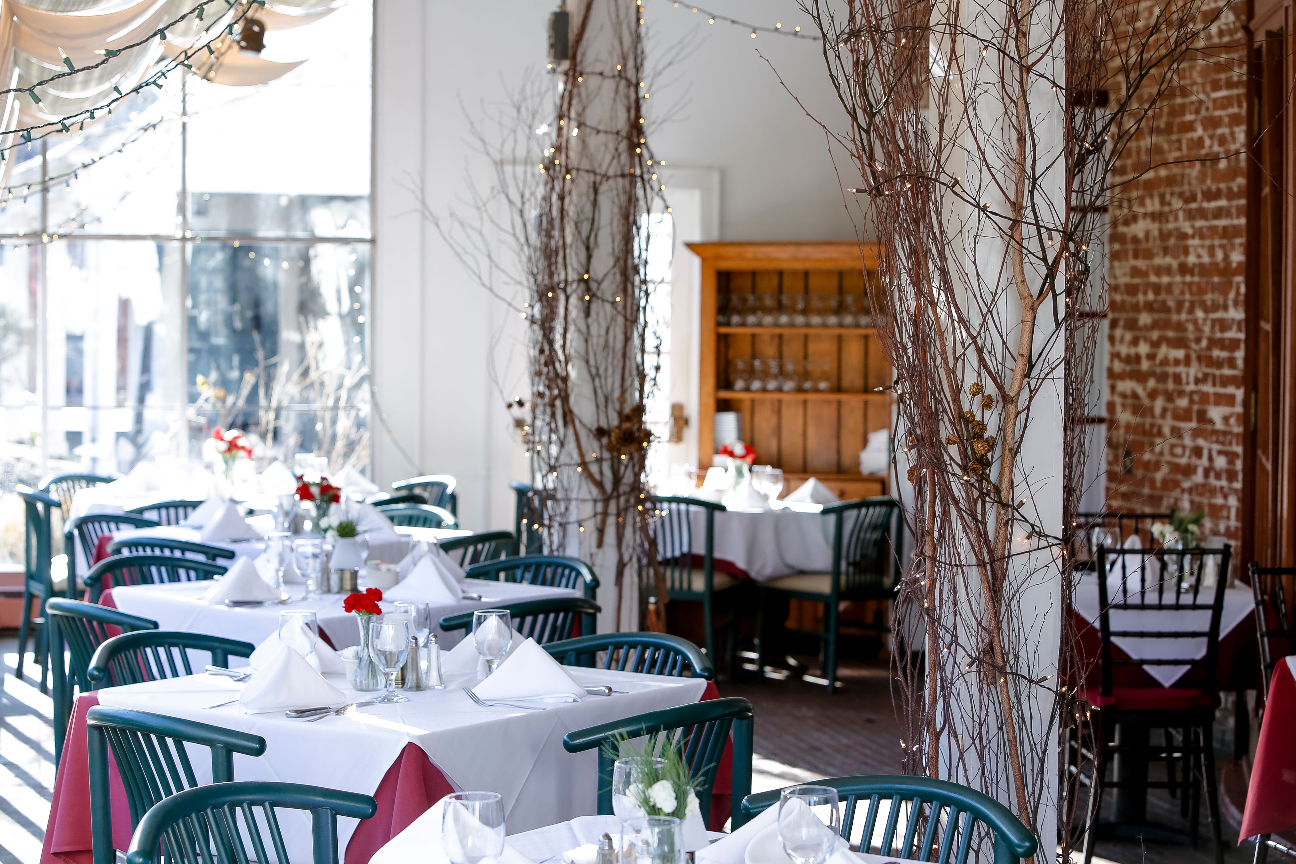 a room with tables and chairs