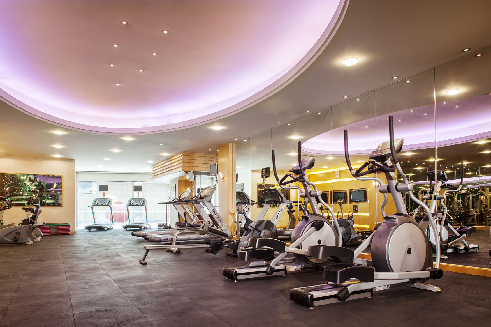 a room with exercise machines