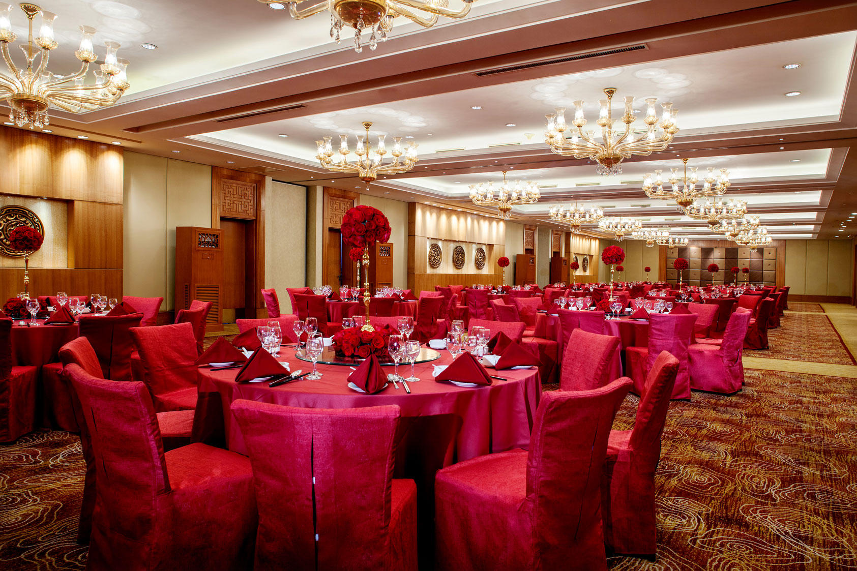 a room with tables and chairs