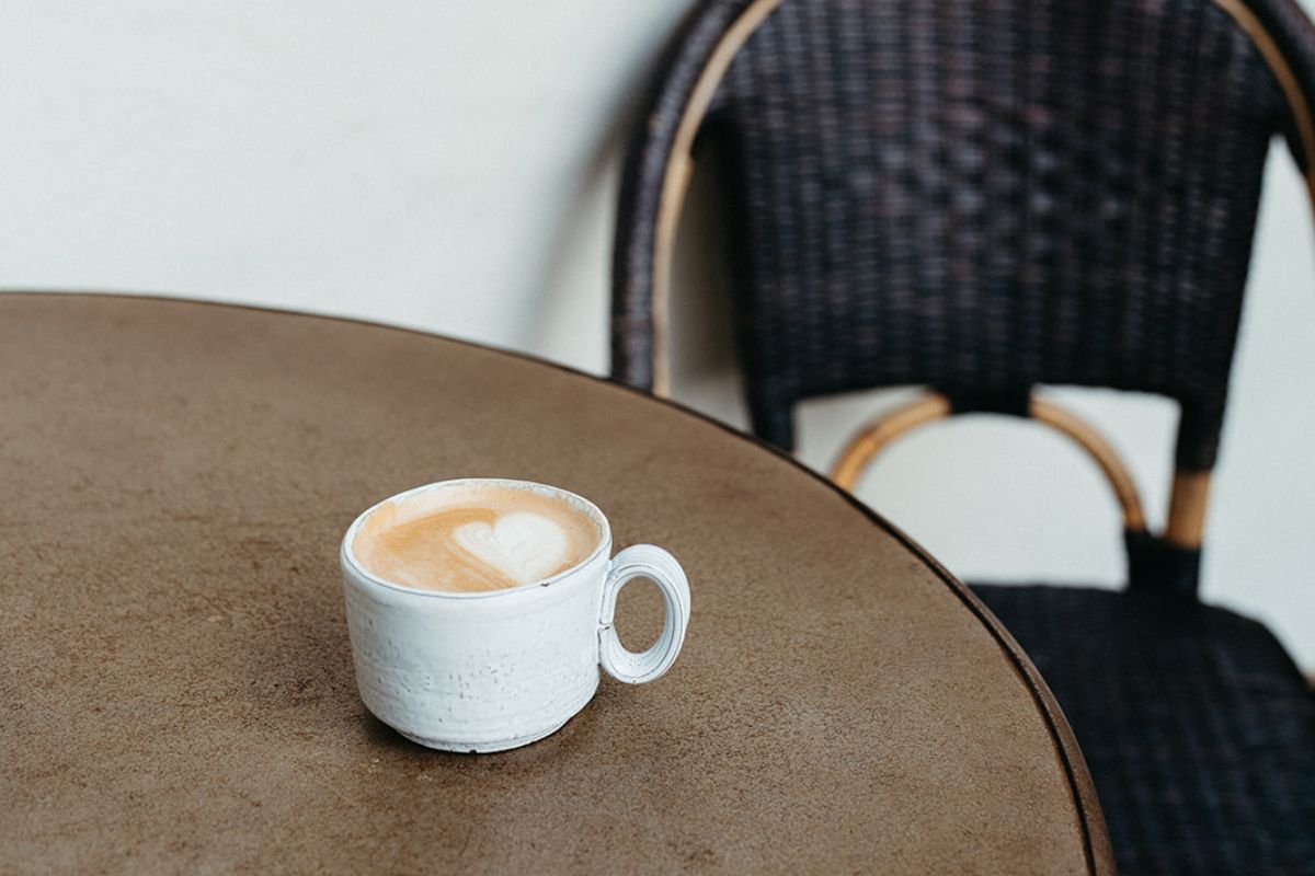 a cup of coffee on a table
