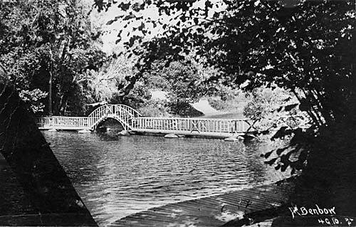 a bridge over a lake