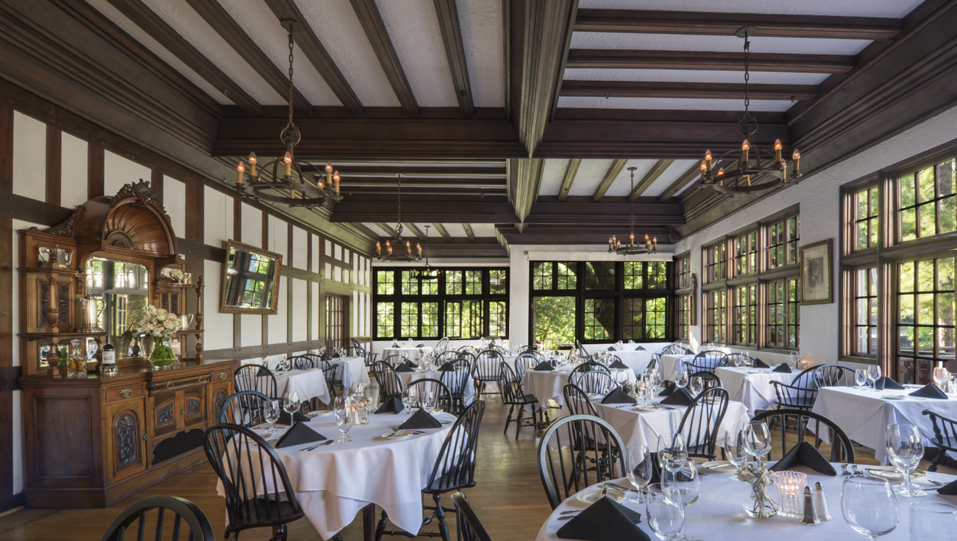a room with tables and chairs