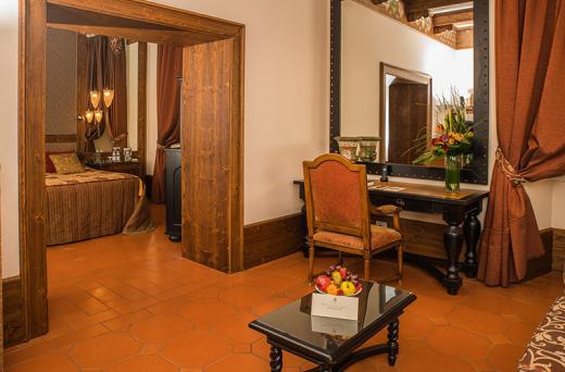 a room with a table and chair