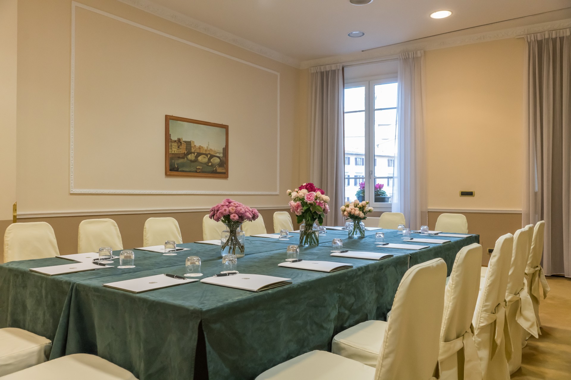 a table with flowers on it