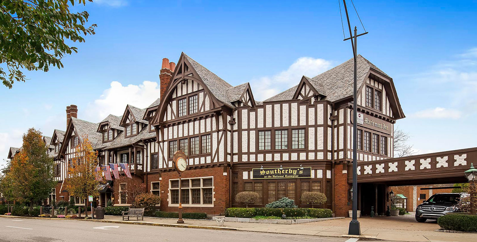 The Old House, Hereford with a clock on the front