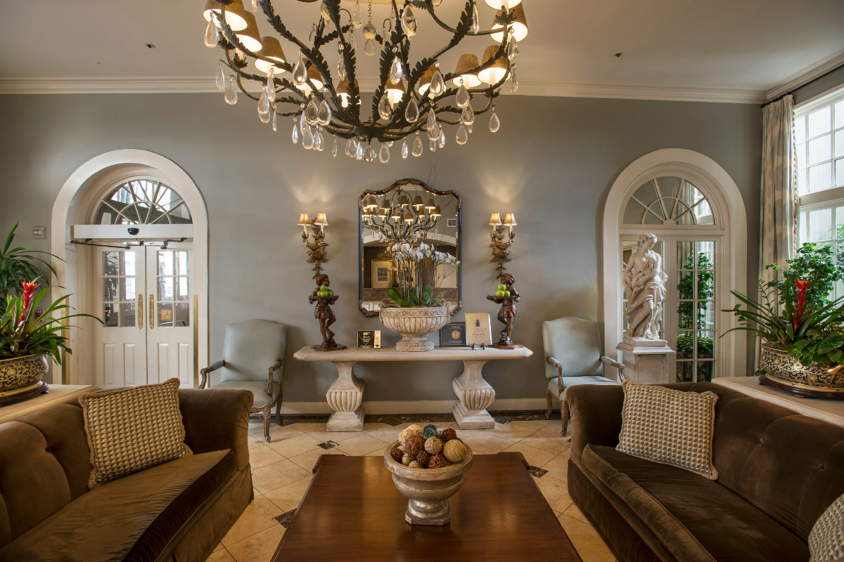 a chandelier in a room