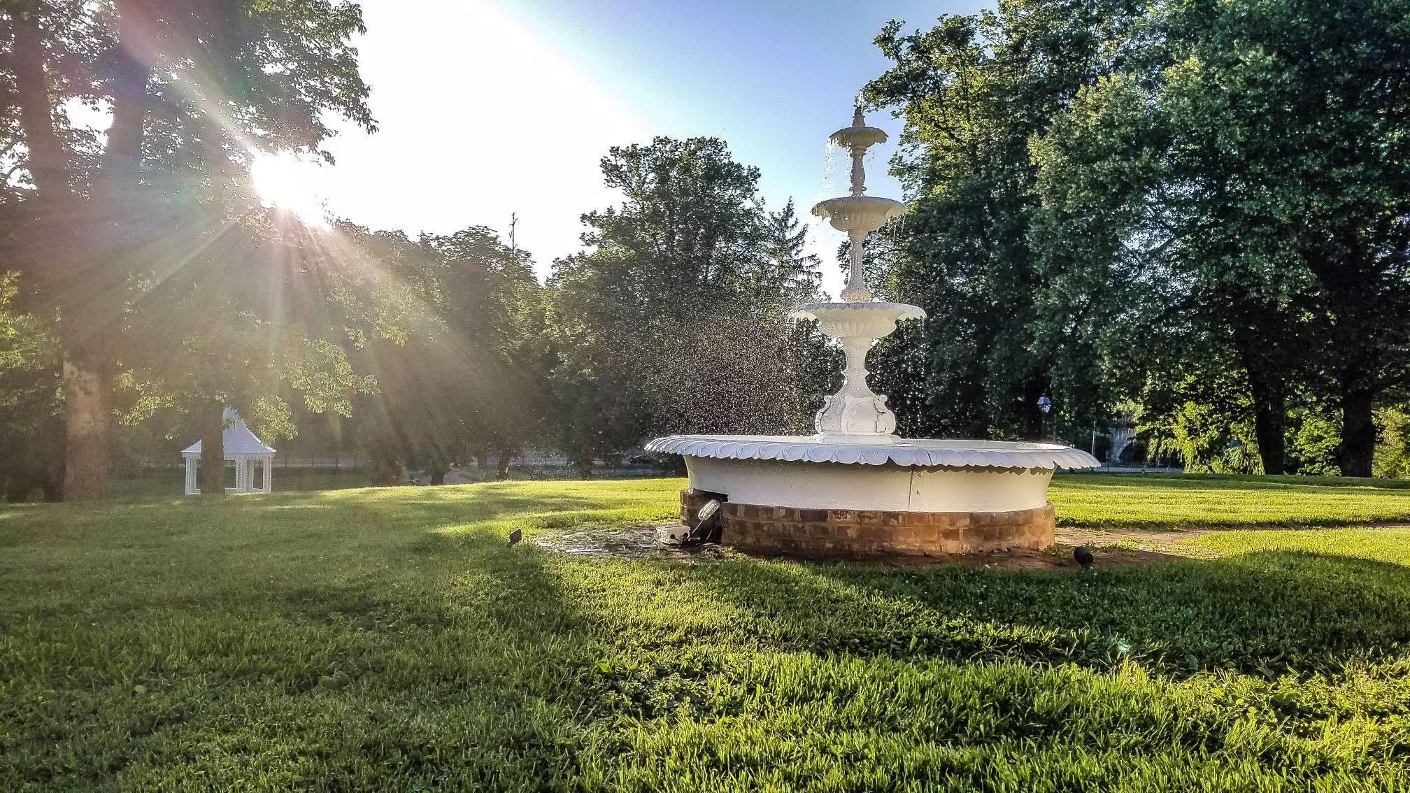 a fountain in a park