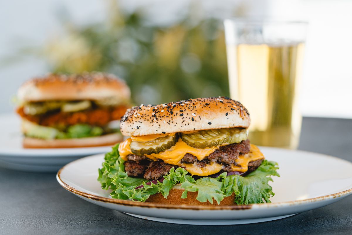 a burger on a plate