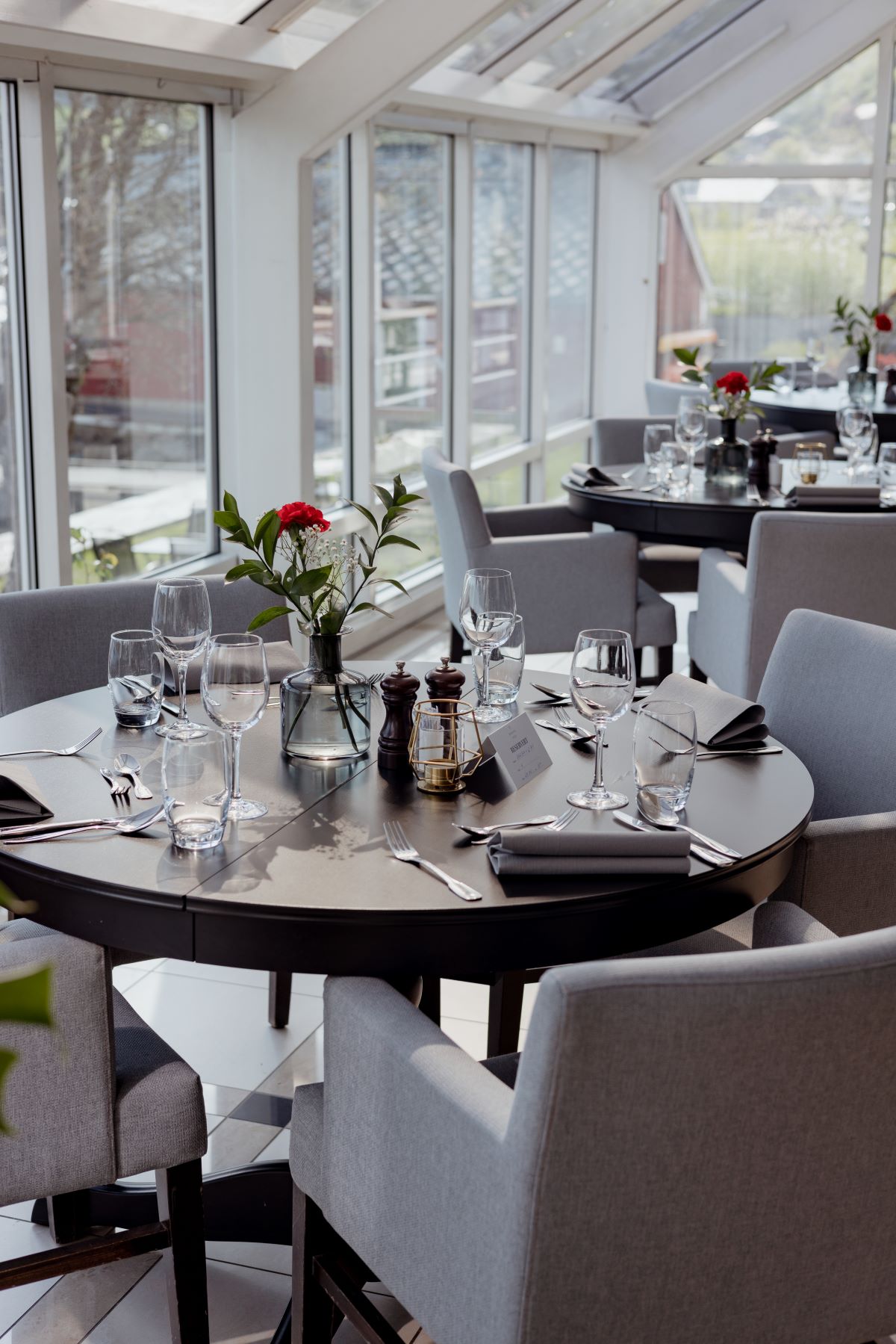 a table set up for a dinner