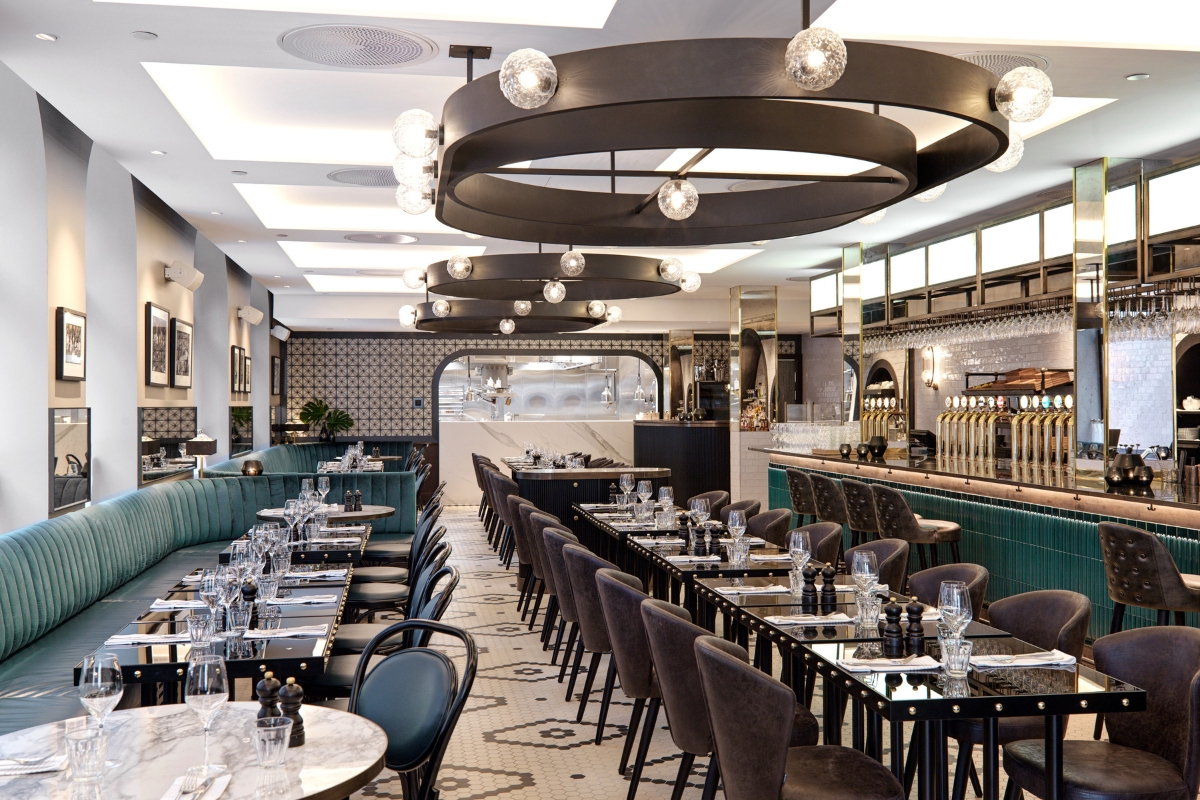 a restaurant with tables and chairs