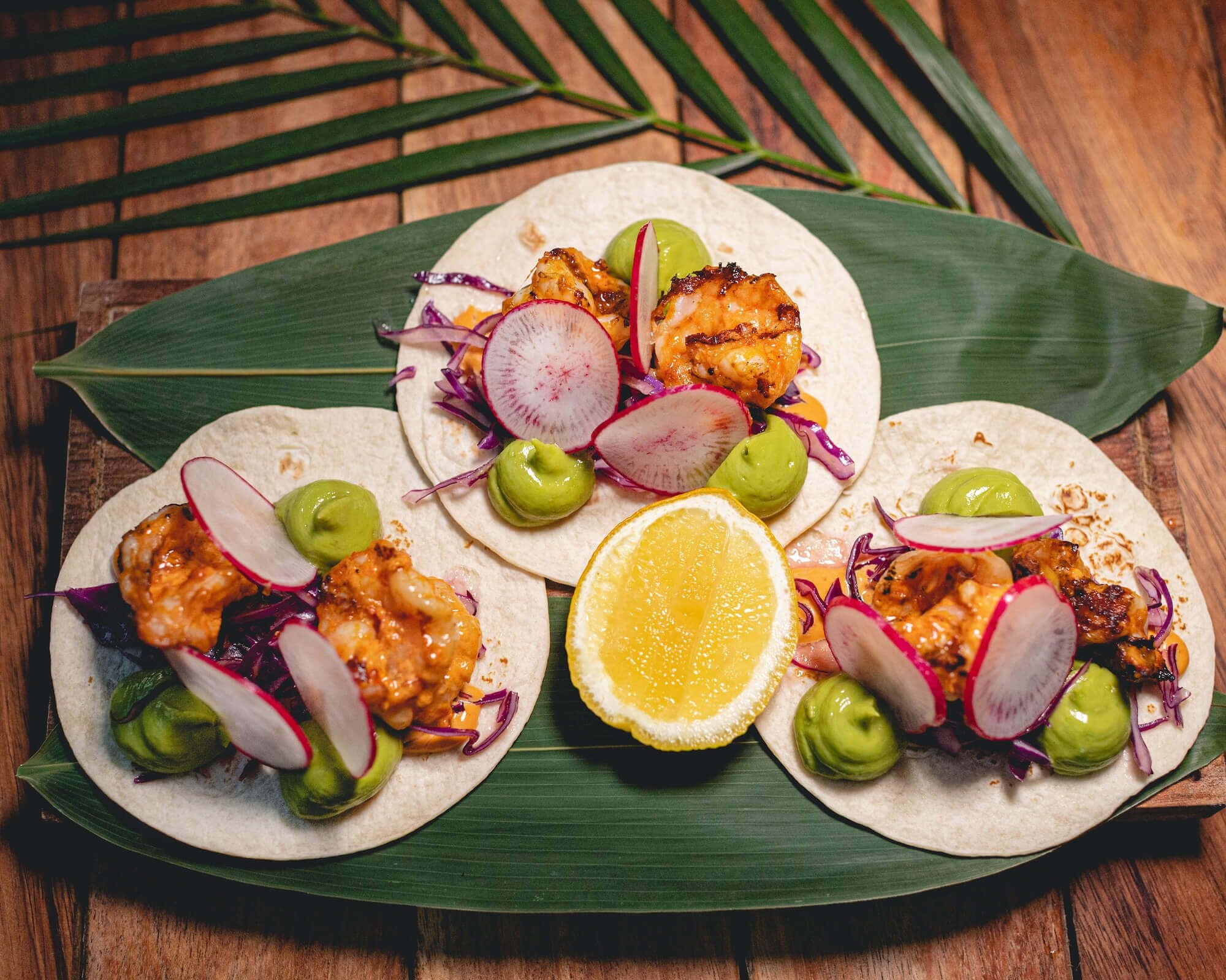 a plate of food on a leaf