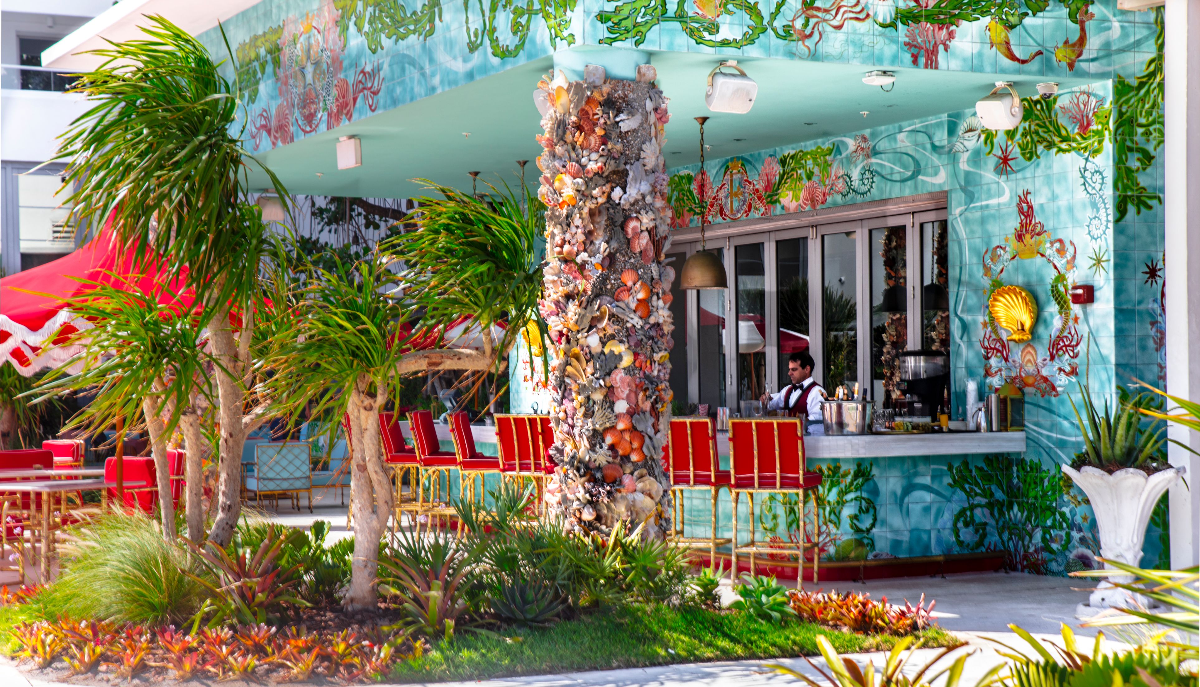 a restaurant with a bar and a bar